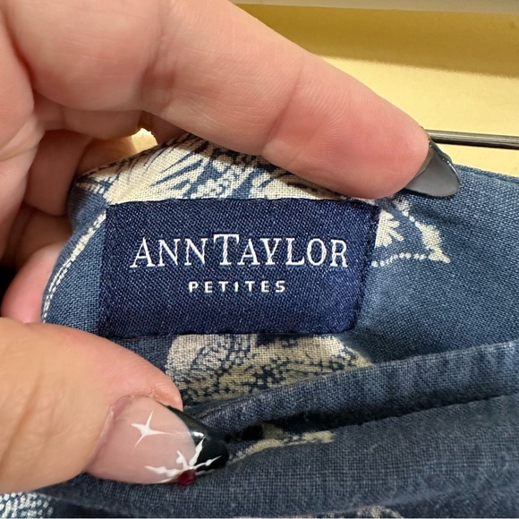 Ann Taylor Wrap Tie Floral Linen MIDI Skirt Women 4 Petite Blue - Picture 3 of 6